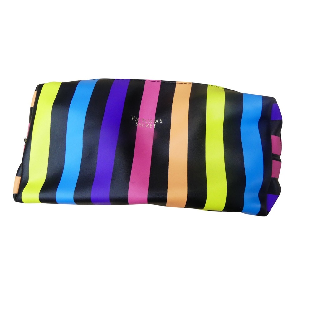 Victoria's Secret Cosmetic Bag Women OS Multi Color Excellent Rainbow Stripe